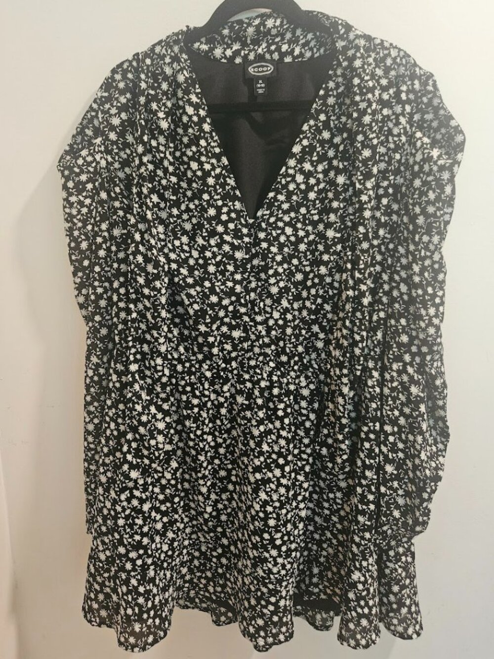 Scoop Women's Blouse Top Long-sleeved Tie Neck Lined‎ Printed